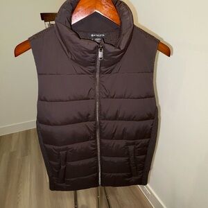 Athleta Incline Hybrid Vest Fern Brown Ladies Large Mixed Knit Puffer